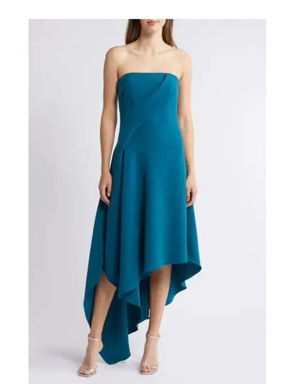 Amsale Asymmetric Strapless Cocktail Dress- Size 8